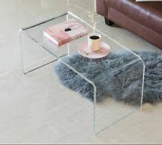 Glass coffee table, clear rectangle side coffee table with lower shelf, modern center table with metal legs, rectangle center table sofa table for living room, 39.4x24x17.7, easy assembly, l5501. New Bold Tones Rectangular Clear Acrylic Waterfall Modern Coffee Table Qi003600 Ebay