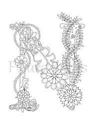 Herzlich Willkommen Zum Titel Buchstabe N Von Fleurdoodles Nach Dem Kauf Erhalten Sie Eine Digita Blumen Stickmuster Alphabet Buchstaben Alphabet Malvorlagen