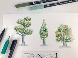 The direction to draw a tree might seem more at home in a kindergarten art class than a psychologist's office; Paint A Tree In A Loose Watercoloring Style Tombow