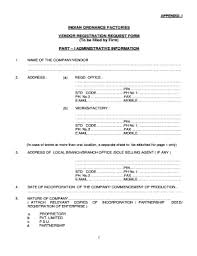 Registration in the board's vendor database is voluntary. Fillable Online Indian Ordnance Factories Vendor Registration Request Form Fax Email Print Pdffiller