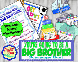 Youre Going To Be A Big Brother Scavenger Hunt New Baby Etsy