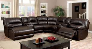 6 Pc Glasgow Ii Brown Breathable Leatherette Sectional Sofa With Recliners On The Ends Corner Sectional Sofa Brown Sectional Sofa Sectional Sofa With Recliner