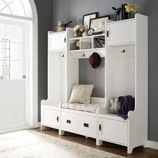 Shelves are the best way to do these things. Crosley Kf60006wh Fremont 4 Piece Entryway Set 2 Towers Bench Shelf In Distressed White