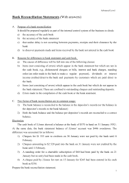 (deposited) balance balance b/f 10,000(cr.) on issues of cheque, the bank account in cash book is credited by `2,000 and so balance is reduced to `8,000. Bank Reconciliation Statements With Answers
