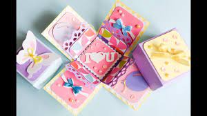 Handmade birthday explosion box complete. How To Make Exploding Box Birthday Step By Step Eksplodujace Pudelko Urodziny Walentynki Youtube