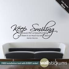 Marilyn Monroe Wall Decal Keep Smiling Quote By Wallstickums 32 00 Wall Decor Quotes Wall Quotes Wall Quotes Decals