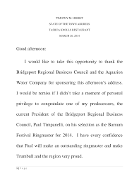 Good afternoon: I would like to take this opportunity to thank the  Bridgeport Regional Business Council and the Aquarion Water C