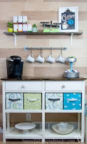 A nearby coffee station table makes an inviting place to gather round and enjoy a beverage or two as a group. Free Coffee Station Console Plans Houseful Of Handmade