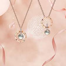 Jetloter I Love You Necklace 100 Languages Projection On Round Onyx Pendant Collarbone Necklace Rose Gold Languages Nec Rose Gold Necklace Necklace Pendant