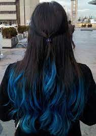 Blue Dark Brown Hair Blue Hair Highlights Dark Blue Hair Dye Blue Ombre Hair