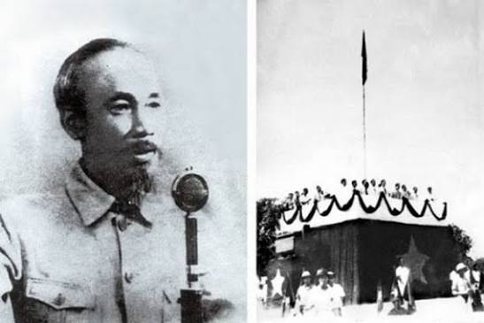 Photojournalism photo showing historical broadcasting equipment from the founding era of Voice of Vietnam (VOV) in 1945 — factual, editorial, no text overlay