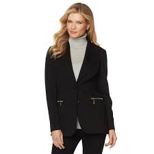 Dg2 By Diane Gilman Womens Ponte Boyfriend Blazer Black Size X Large Xl