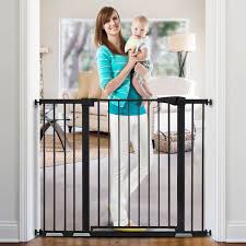 Kingso 29 5 48 8 Extra Wide Baby Gate Baby Fences 36 Tall Adjustable Auto Close Pet Gate With Swing Door For Outside Stairs Doorways Barriers Black Walmart Com