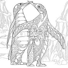 56874141 Stylized Two Cartoon Emperor Penguins Kissing And Hugging Jpg 450 450 Penguin Coloring Pages Animal Coloring Pages Mandala Coloring Books
