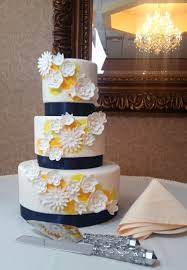 3 tier fondant silver and yellow cake with silver sixlets as a border. Rolled Fondant Gallery Wedding Cake Art Design Center