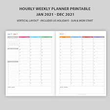 Hourly Weekly Planner 2021 Vertical Layout Maple Art Studio
