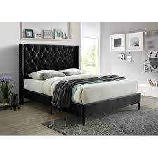 Features designed with large spaces in mind, the velvet platform extends several inches around the mattress. Spadaro Upholstered Platform Bed