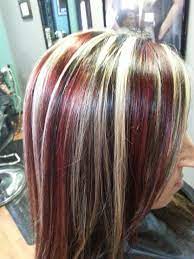 Red Blonde And Black Hair Color Highlights All About You Hair By Brandy Bilbrey 615 792 8817 Pinwheel Hair Color Hair Color For Black Hair Black Red Hair