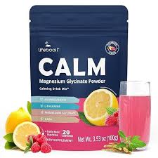 Calm Magnesium Glycinate Powder Drink Mix Raspberry Lemonade