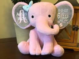 Birth Announcement Stuffed Animals Birth Announcement Personalized Pink Elephant Stuffed Animal New Baby Gift Baby Shower Gift Baby Keepsake Bi Baby Keepsake New Baby Gifts New Baby Products