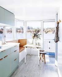 Amazing Houseboat Decor Transformation Cute Mint Green Kitchen And Banquette Dining Room Boat House Interior House Boat Kitchen Interior