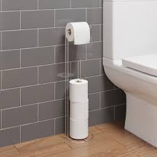 Shop for toilet paper holder at bed bath & beyond. Bathroom Wc Round Floor Standing Chrome Toilet Roll Holder Modern Storage Tidy Ebay