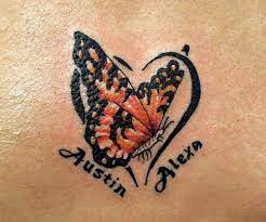 Butterfly Heart Name Tattoo Heart Tattoos With Names Butterfly Name Tattoo Wrist Tattoos For Guys