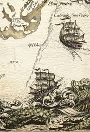 Ancient Chart No Depth Indications Many Sea Serpents