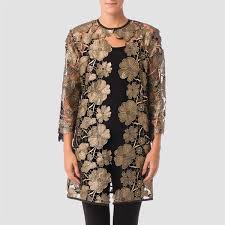 Black And Gold Top Joseph Ribkoff Cover Up Style 164568 Top 160 Liked On Polyvore Featuring Tops Gold Open Front Tops Sheer Long Sleeve T Clothes Design Fashion Up Styles