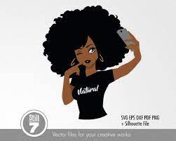 Black Woman Svg Selfie Natural Curly Afro Girl Svg Etsy Black Girl Cartoon Afro Girl Black Girl Magic Art