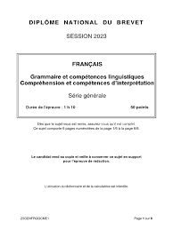 Brevet Grammaire 2023 | PDF | Linguistique | Grammaire