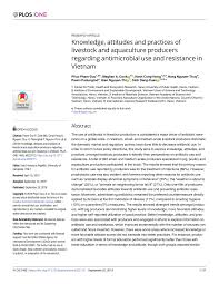 Pdf Knowledge Attitudes And Practices Of Livestock And Aquaculture Producers Regarding Antimicrobial Use And Resistance In Vietnam