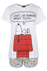 Snoopy Pyjama Mit Aufschrift Nachtwasche Bekleidung Print Pajamas Snoopy Pajamas Pajama Set