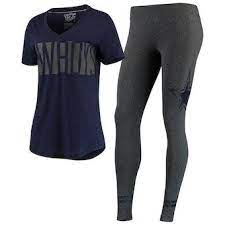 Dallas Cowboys Women S Ridley T Shirt Leggings Sleep Set Navy Heathered Charcoal Dallas Cowboys Women Dallas Cowboys Shirts Football Jersey Outfit