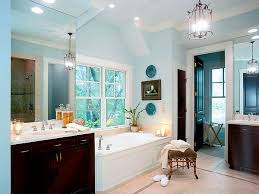 The Master Bathroom Is A Nice Light Blue With Dark Brown Cabinets And White Marble Bathroom Wall Colors Blue Bathroom Dark Brown Cabinets