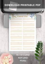 Use this wedding guest list template to track each guest's name, address, relationship, number in party, shower, ceremony and reception rsvps, food choice, gifts received, and thank you note sent. Download Printable Wedding Guest List With Botanical Pattern Pdf