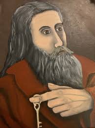 🎃JOHN COBLE PAINTING Cubist Portrait Rare Outsider Art Detroit Happy  Halloween $68.77