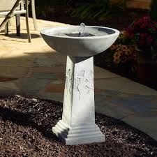 Bird Bath Fountain Home Depot Smart Solar Ginkgo Weathered Stone Solar Fountain Birdbath 42601m01 In 2020 Bird Bath Fountain Bird Bath Solar Bird Bath