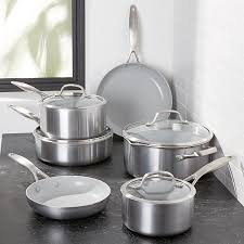 Greenpan Venice Pro 10 Piece Cookware Set Reviews Crate And Barrel In 2020 Cookware Set Cookware Set Stainless Steel Greenpan