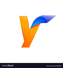 Picture of letter y alphabet with zinnia flower abc concept type as logo. Y Letter Blue And Orange Logo Design Fast Speed Vector Image