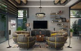 Meshing antique with modern tiffany style lamps. Rustic Industrial Living Room Ideas To Inspire