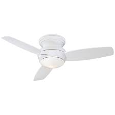 Ceilignfan.com has a great selection ceiling fans for low ceilings. Minkaaire F593l Wh White Traditional Concept 44 3 Blade Flush Mount Led Indoor Outdoor Ceiling Fan With Wall Control Included Lightingdirect Com