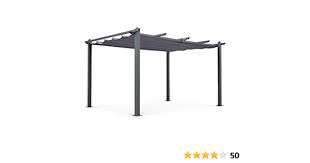 Alice S Garden Pergola Aluminium Condate 3x4m Toile Grise Tonnelle Ideale Pour Votre Terrasse Toit Retractable Toile Coulissante Structure A Zonnescherm