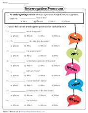 Grammar worksheets for grade 2. Interrogative Pronouns Worksheets