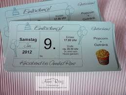 kreativ mit stempel kinokarte als einladung kinokarte einladungen selber basteln einladungen