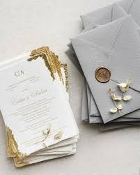 Gold Leaf Wedding Invitations On Printed Letterpress On Handmade Paper Custom Wax Seal Unique Wedding Invitations Wedding Invitation Kits Wedding Invitations