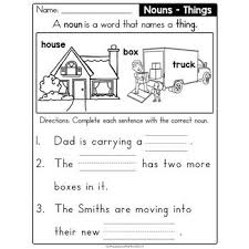 Take the kids on a noun hunt with this grade 1 language arts worksheet and get them to read each sentence, identify the nouns or words that refer to things, people, animals, or places and underline them. Nouns Reading Comprehension Fill In The Blanks Worksheets L 1 1 B Reading Comprehension Nouns Comprehension