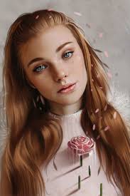 Trousers holding hands in pockets while. Women Face Yasar Vurdem Redhead Long Hair Blue Eyes Digital Art Portrait Artwork Portrait Display Rose Petals Wallpapers Hd Desktop And Mobile Backgrounds