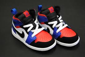 Air Jordan 1 Mid Blue White Black Pin On Baby Shoes