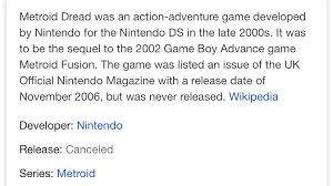'metroid dread' has had a rather bumpy ride to get to this point. Troid On Twitter Metroid Dread Cause It Literally Never Happened Https T Co U1ltdx0qiu